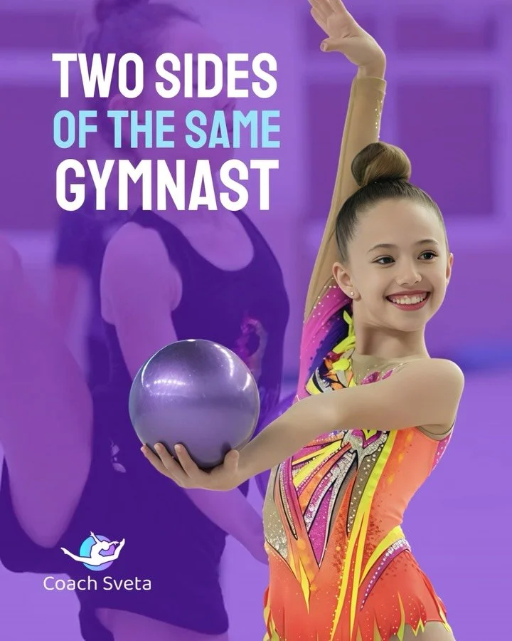 Behind every elegant moment&hellip; 

&hellip;there&rsquo;s a girl who shows up tired, who repeats the same movement again and again, who falls and gets back up &mdash; often when no one is watching.

This carousel shows two sides of the same gymnast