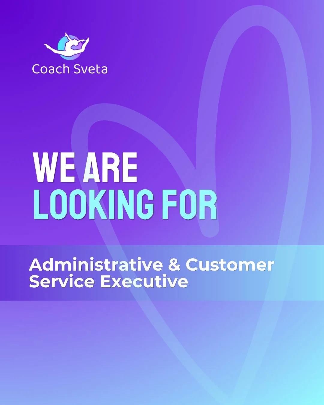 We are looking for an Administrative &amp; Customer Service Executive to join our growing team at Coach Sveta RG Club.

If you&rsquo;re organised, love working with people, and want to be part of a dynamic gymnastics community in Dubai &mdash; we&rsq