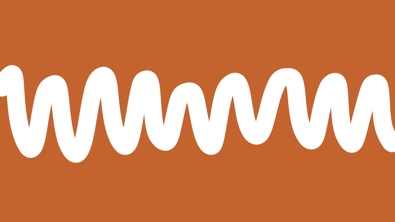 Orange brown background whitle curved line in motion like a corded telephone line or a slinky