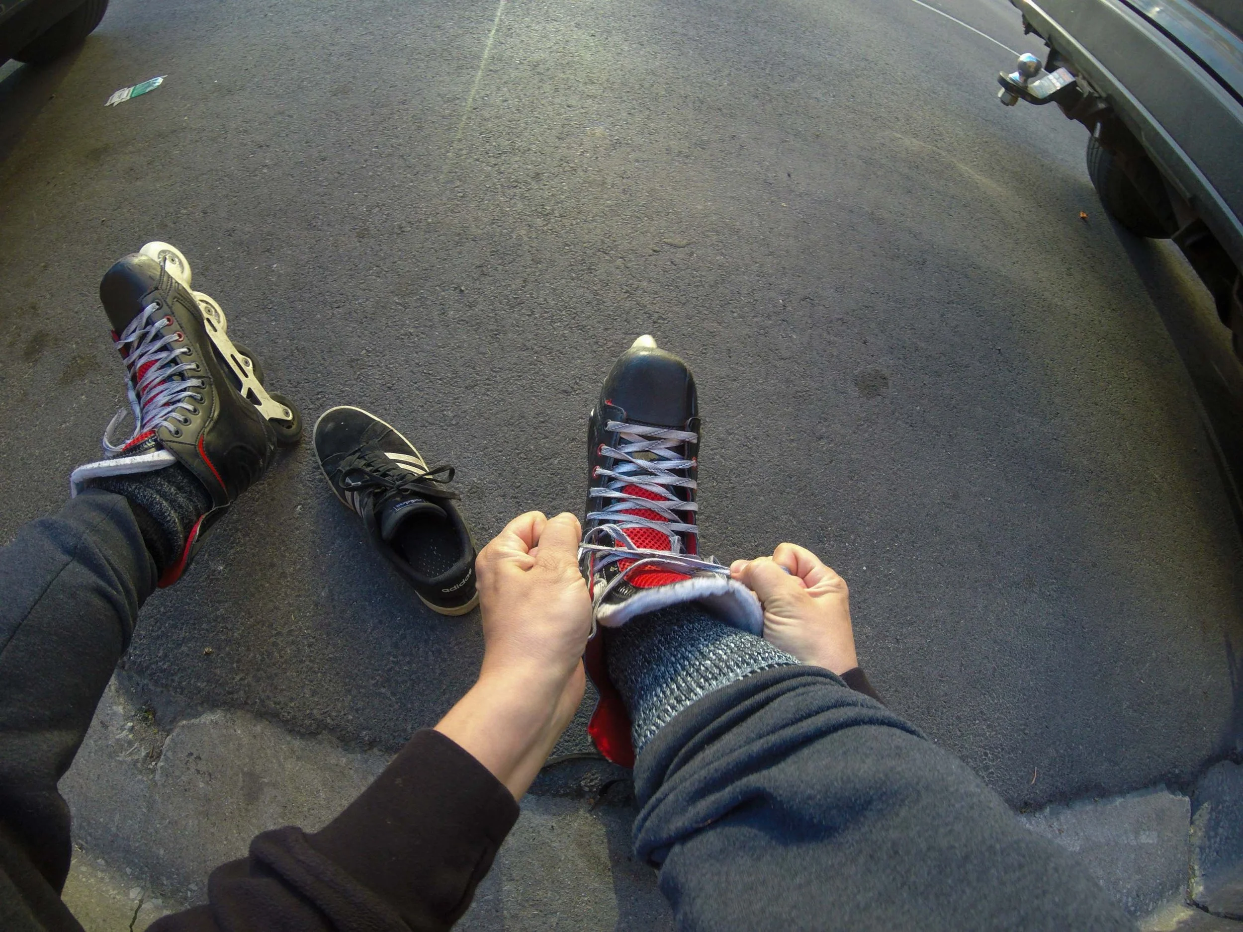 Being on hockey skates turns out to be great for protesting. They are much faster over pavement and easy to film from. It's so good being on skates that it's impossible to explain in words.
