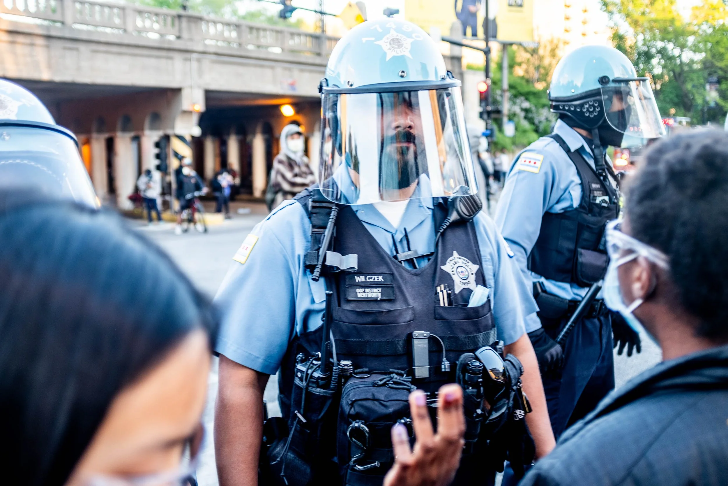 Next I attended a peaceful protest in Hyde Park near University of Chicago, which wasn't that interesting except for the one psycho white guy that was fully armed with an AR-15. I figured he was US military but then I noticed he was alone and it didn