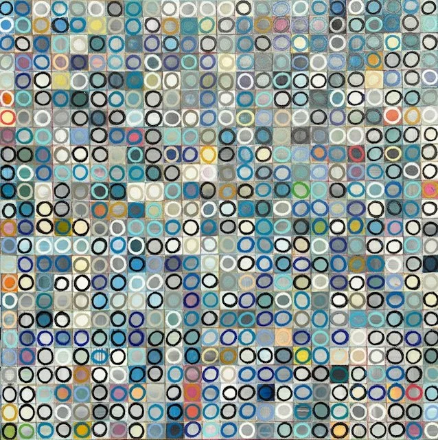 "576 Circles v.8" 48x48 in. (122x122 cm) Acrylic and Oil Pastel on Canvas. 