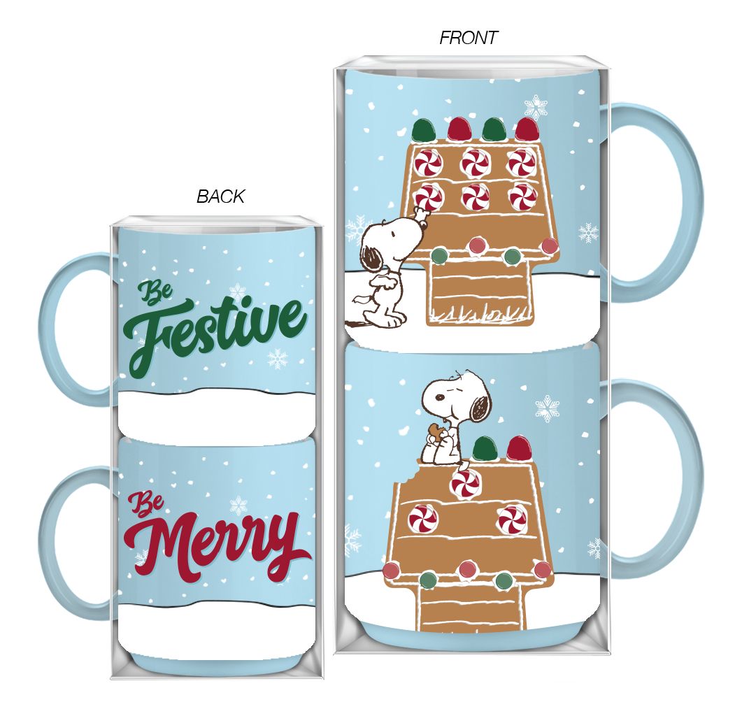 Peanuts Snoopy Gingerbread House Stacking Mugs
