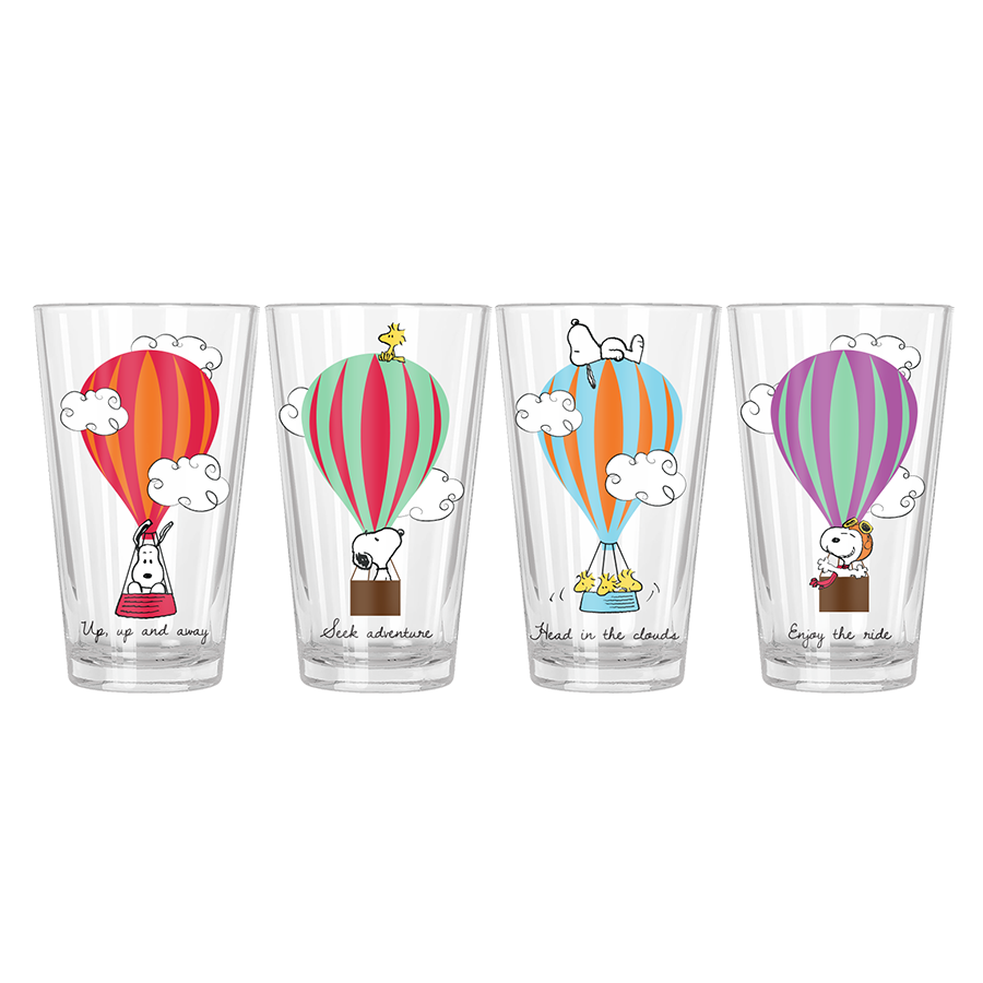 Peanuts Snoopy Hot Air Balloon Pint Glass Set