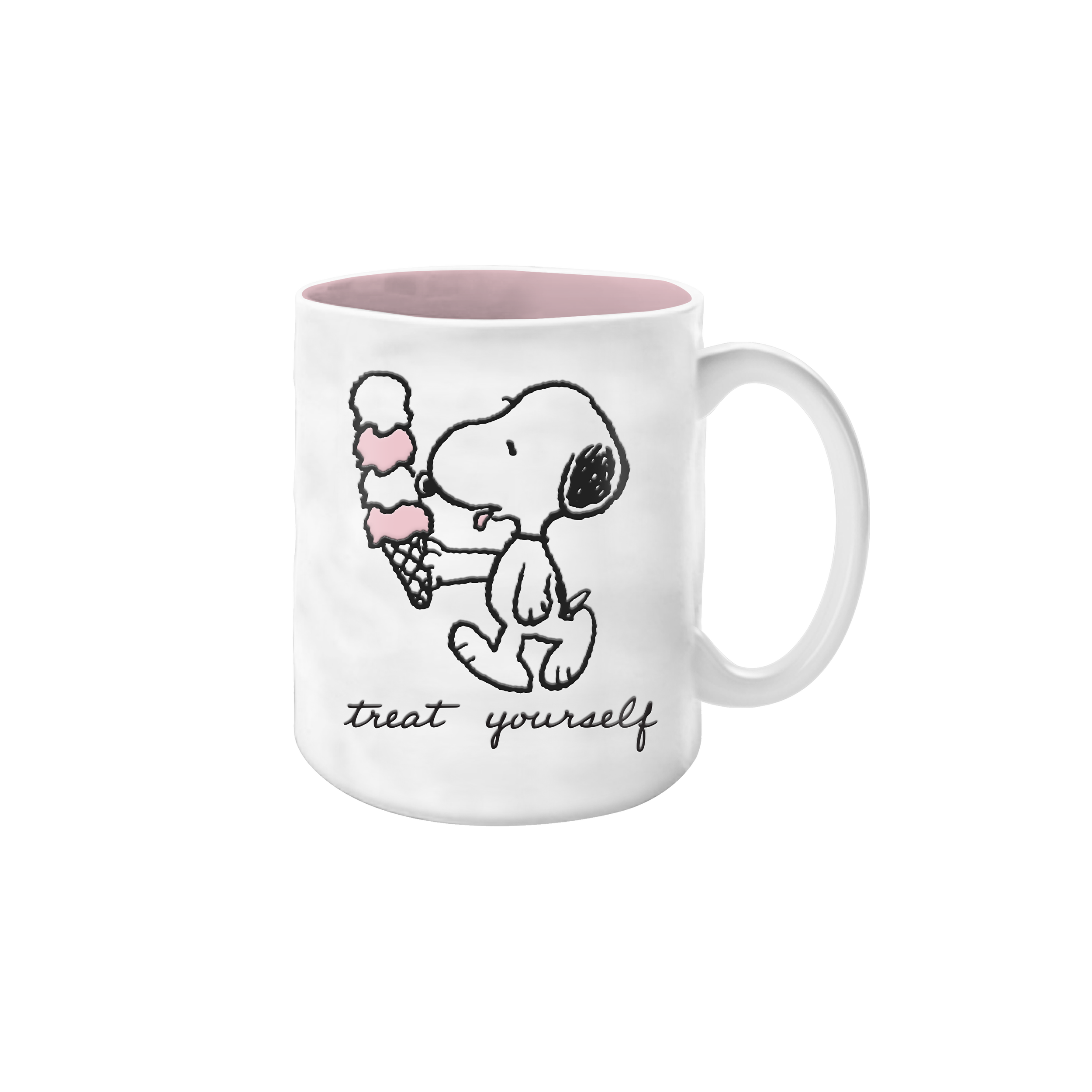 CERAMIC POTTERY MUG-WAX RESIST-17.5 OZ-PEANUTS-SNOOPY BEACH VIBES TREAT YOURSELF CONE-AA012325031.png