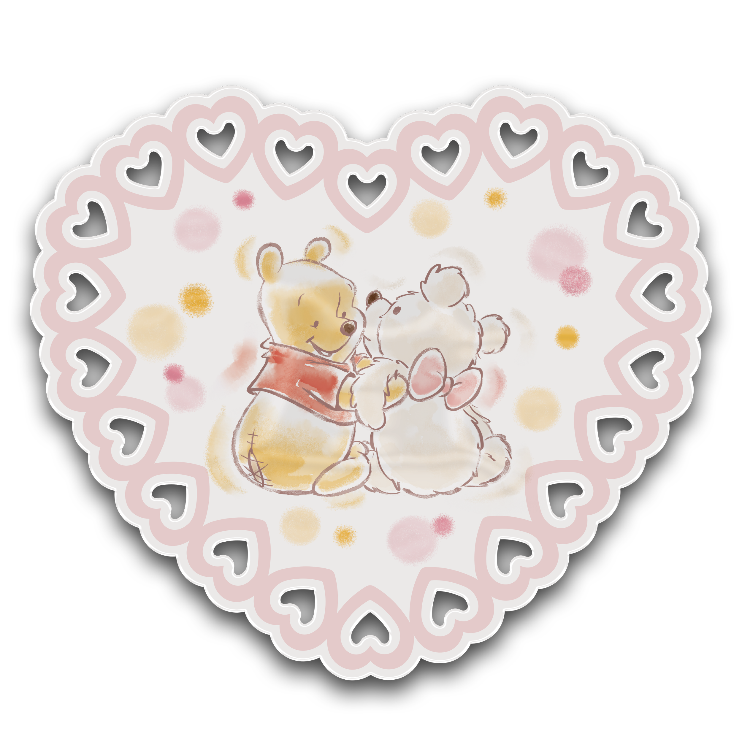 CERAMIC TRINKET TRAY-DIE CUT-DISNEY-WINNIE THE POOH-POOH LOVES TEDDY HUG DOTS HEART-AA111424964.png
