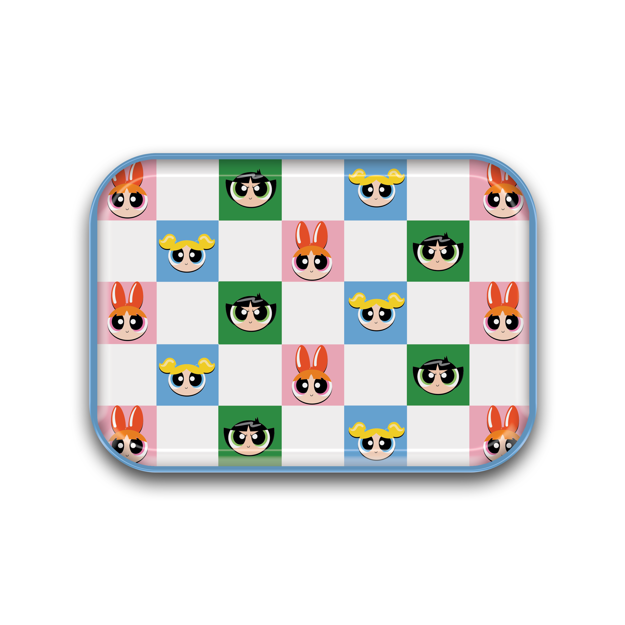 CERAMIC TRINKET TRAY-5X3.5-CARTOON NETWORK-THE POWERPUFF GIRLS-CHECKERED FACE PATTERN-KP091123451.png