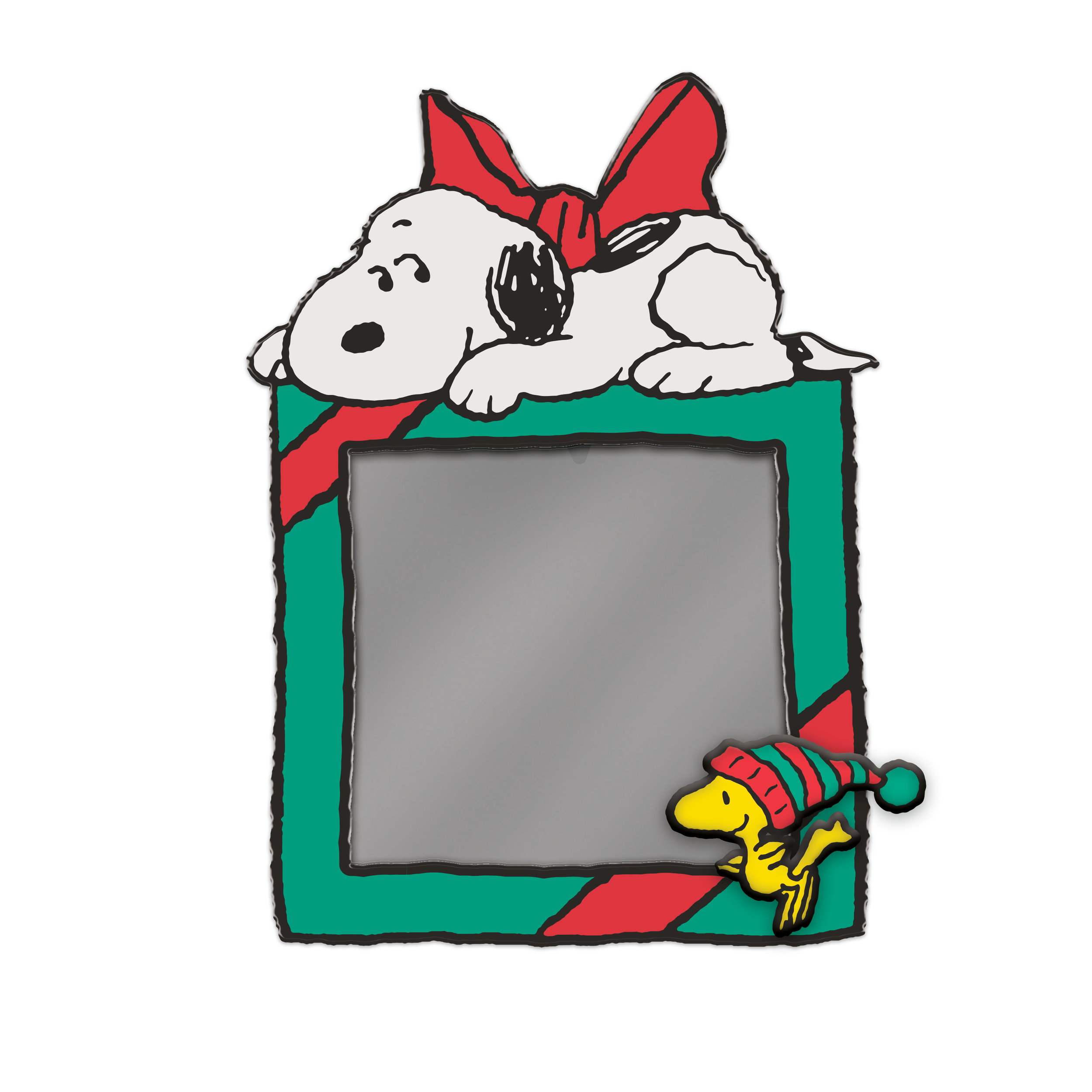 PHOTO FRAME-MOLDED RESIN-PEANUTS-SNOOPY WOODSTOCK XMAS GIFTBOX FRAME-AA080724854.png