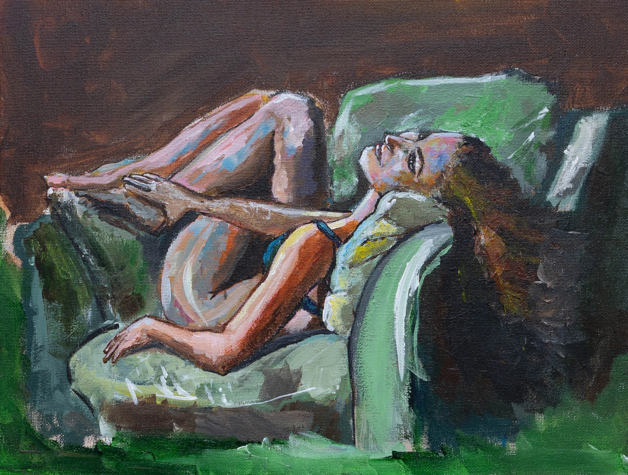 Resting in Green || Acrylic on Canvas, 11"x14"