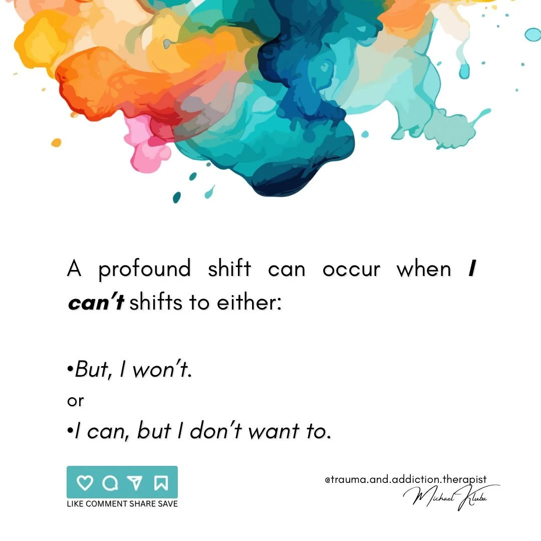 🔸In this way, we surrender to the &ldquo;I can&rsquo;t&rdquo; and we re-orientate ourselves towards what we&rsquo;re more aligned with.