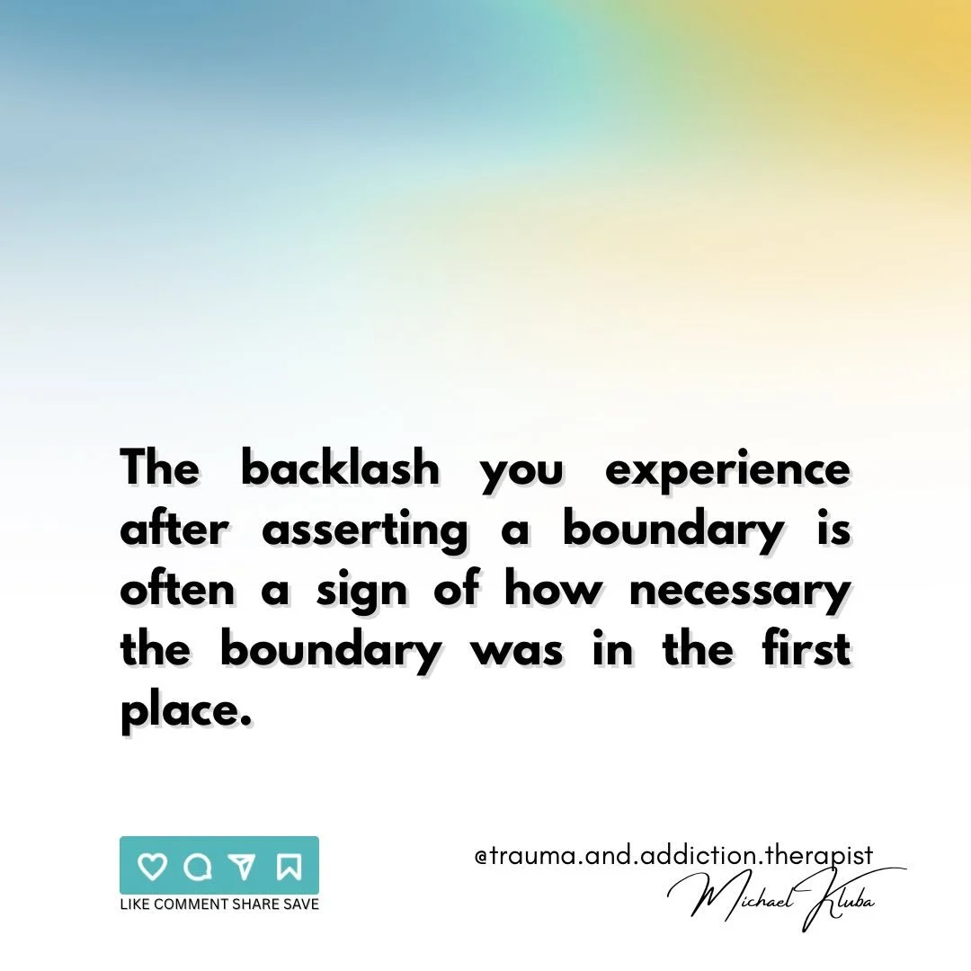 🌱Remember, having a boundary or two is never the problem. 

ID: A flow of colours at the top. A quote in the centre about the backlash after asserting a boundary being confirmation the boundary was required. Bottom left is the like, comment, share, 