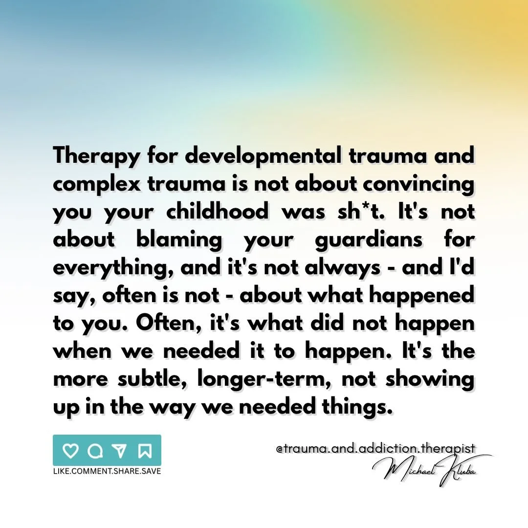 🌱In trauma therapy, as brutally painful as it often is, the therapist is required to pace the work.

&bull;The therapist might guide, in a sense, but the individual takes the lead.

🌱Oftentimes, and especially where there was emotional neglect, fol