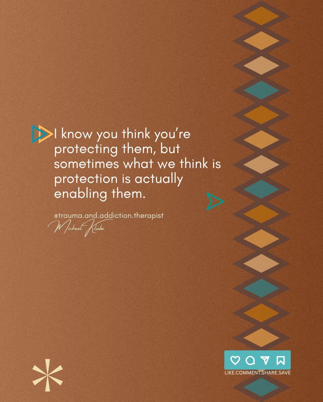 🌱Sometimes love is doing the hard thing. 

ID: This series includes seven posts. The background is an Aztec sort of theme with geometric shapes and patterns. A quote on each post that flows through the series linearly.

#boundaries #love #protect #t