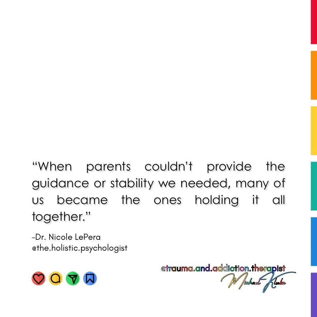 🔸Holding it all together became a role that was foisted onto you.

Post quote by: @the.holistic.psychologist 

ID: Quote and author in post lower centre. Like, Comment, Share, Save graphics with round, coloured, backgrounds on bottom left. My Instag