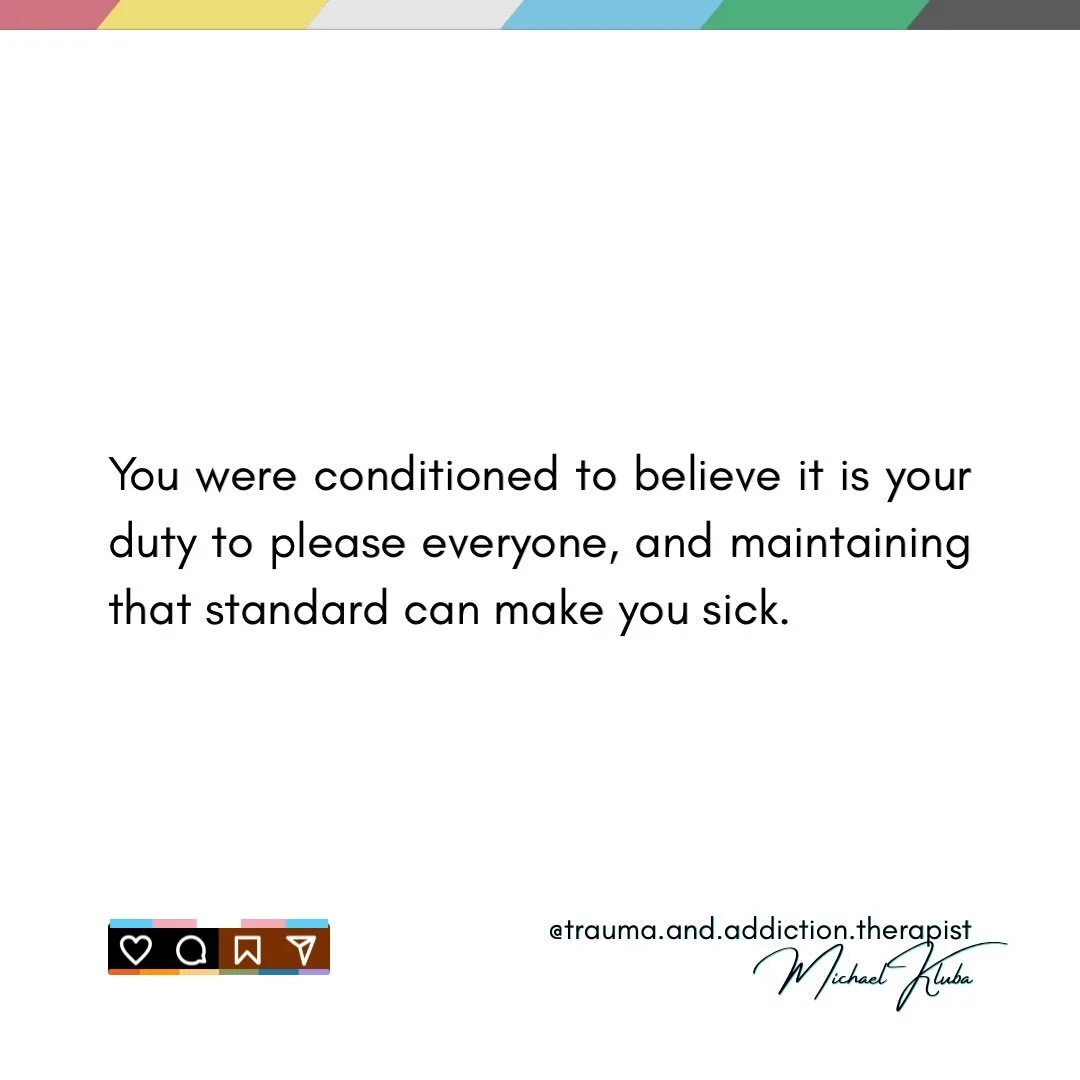 🪻We simply cannot please everyone all the time.

🌻Trying to do so often leads to displeasing, or disorientating, ourselves.

ID: Top edge is a horizontal line in the Disability Pride colours. The centre is the quote in a sans-serif font called Glac