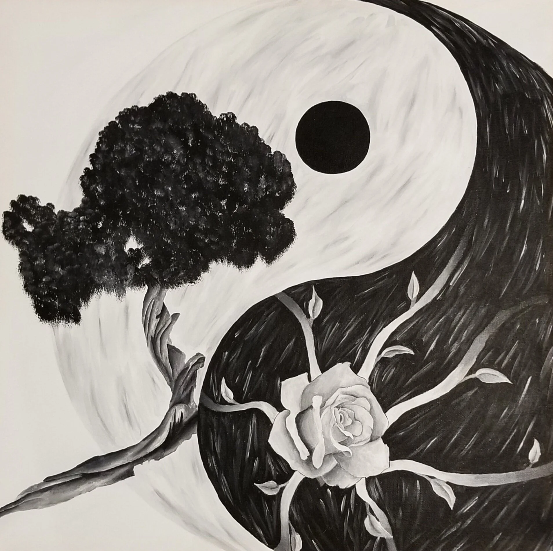 Yin to My Yang, acrylic, 24" X 24", 2020