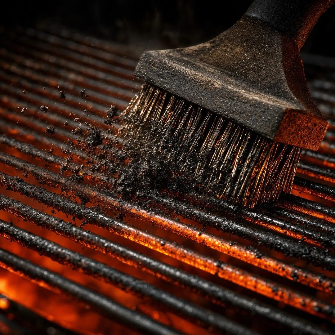 Clean grates are not about hygiene. They are about performance.

Old carbon buildup on grill grates does three things &mdash; it causes sticking, it transfers off flavors to whatever you cook next, and it insulates the metal, which kills your sear.

