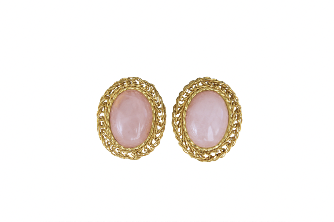 Guarapo Earrings- Gold/Rose Quartz
