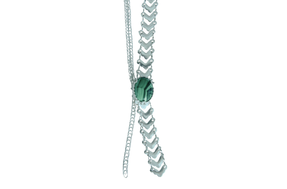Pocri Necklace- Silver/Malaquite