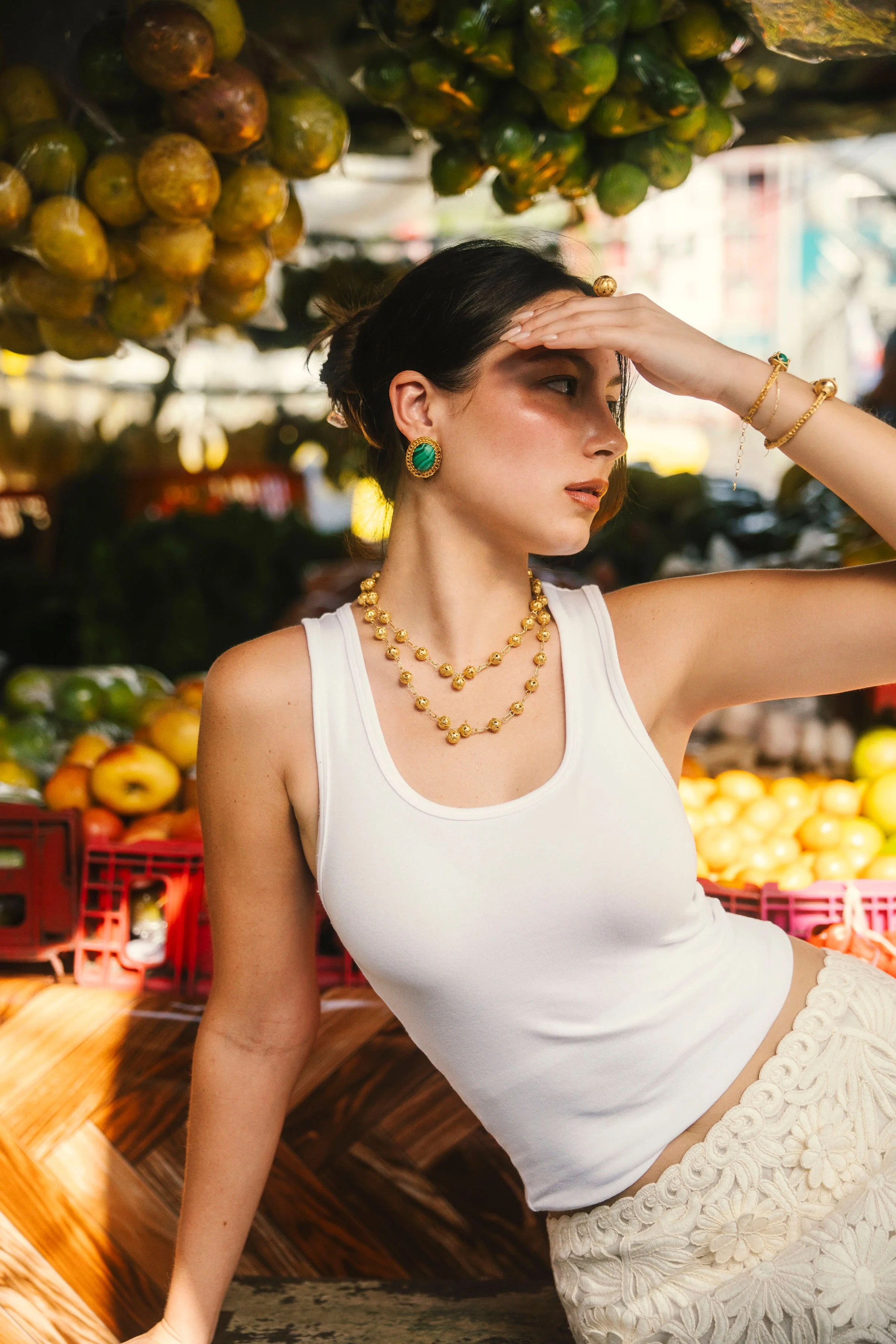 Guarapo Earrings- Gold/Malaquite