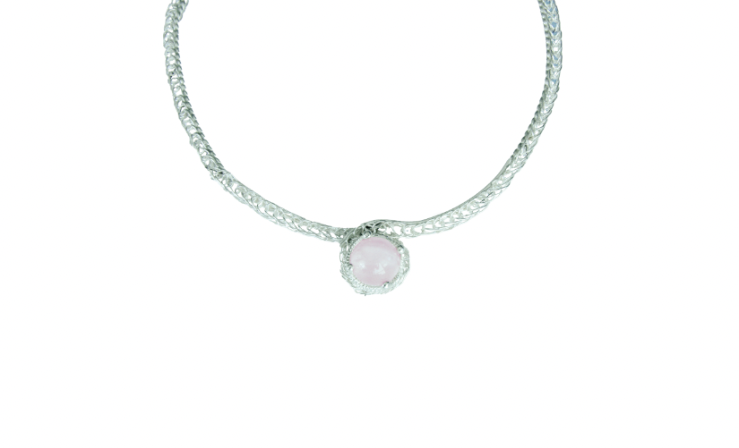 Pacha Necklace- Silver/Rose Quartz
