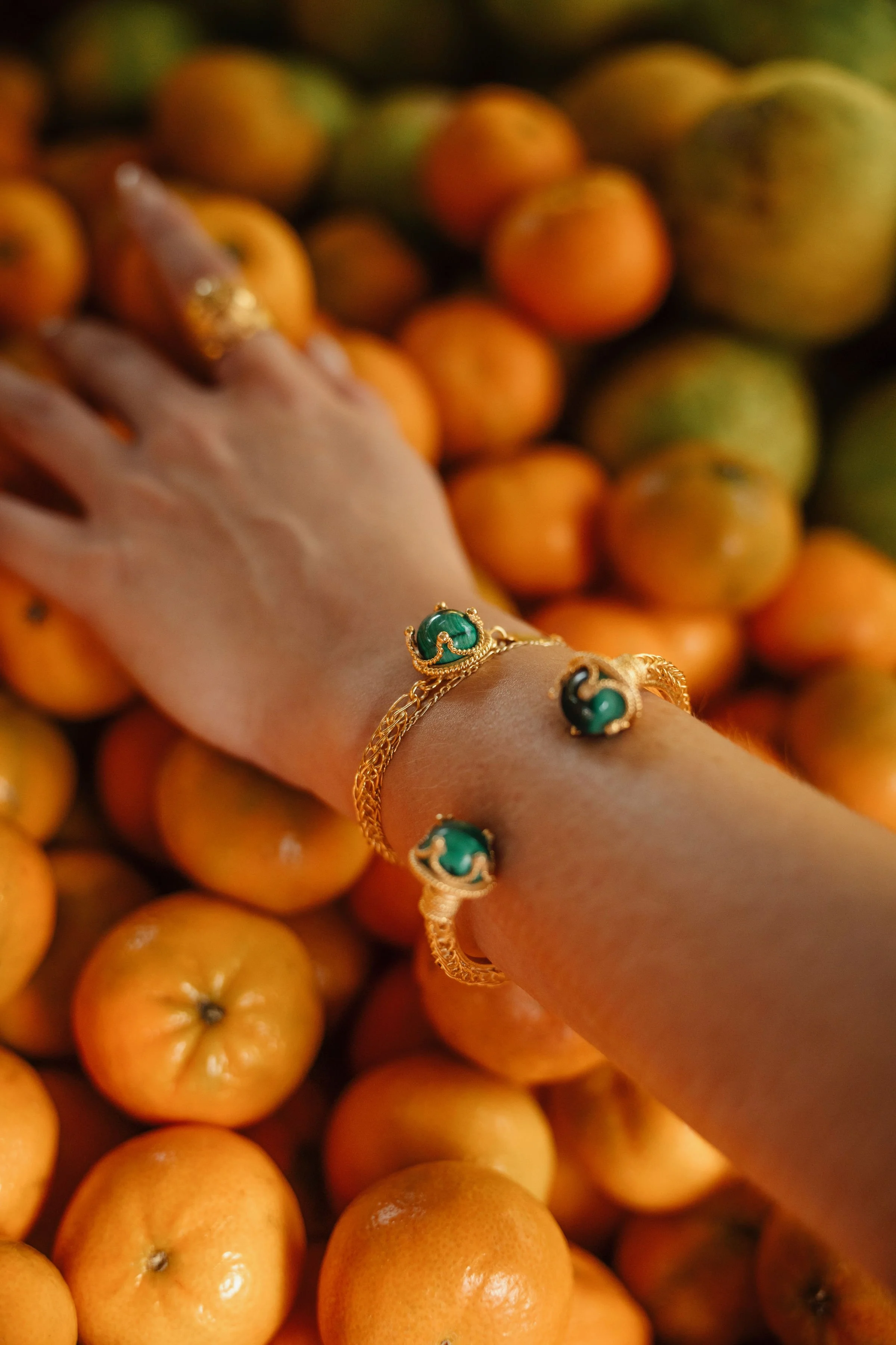 Guarapo Bracelet- Gold/Malaquite