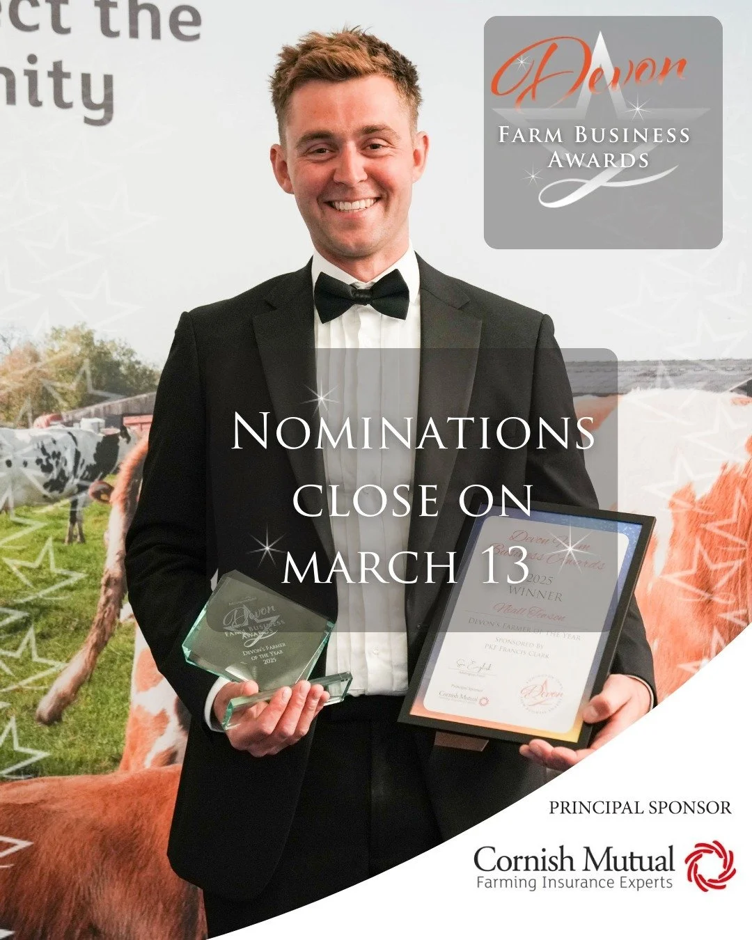 ✨ Don&rsquo;t forget &mdash; nominations are now open for the Devon Farm Business Awards! 🌾

We&rsquo;re celebrating the people and businesses that make Devon farming so special, with 7 categories to choose from:

⭐ Best Family Farm
⭐ Best Dairy Far