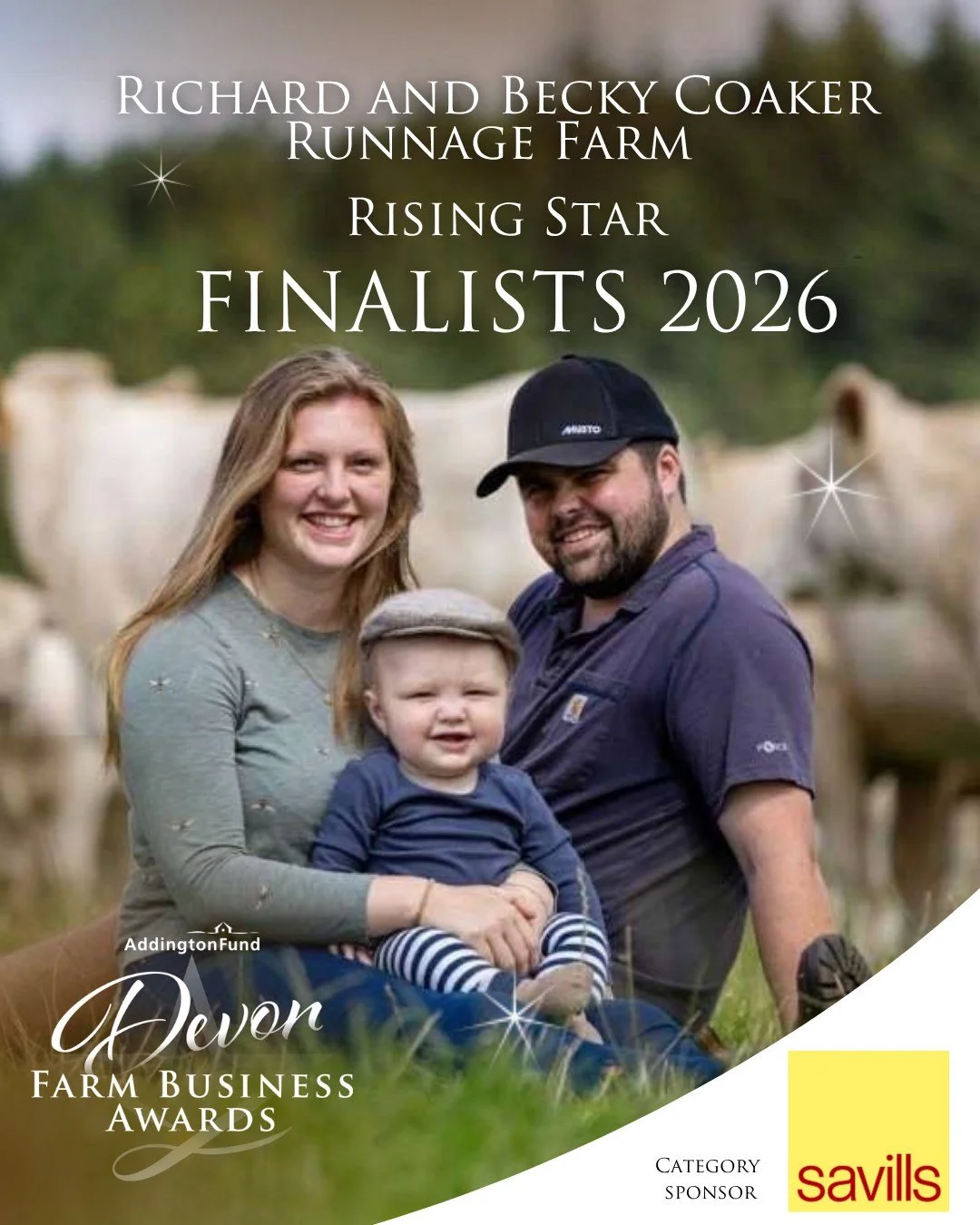 💫 Rising Star Finalists Announced 💫

This category celebrates the next generation of agricultural talent 👏🐂

Our finalists are:
✨ Richard and Becky Coaker, Runnage Farm
✨ Coral Heath, Mount Folly Farm
✨ Daniel Richardson, Harling Farm

Each of th