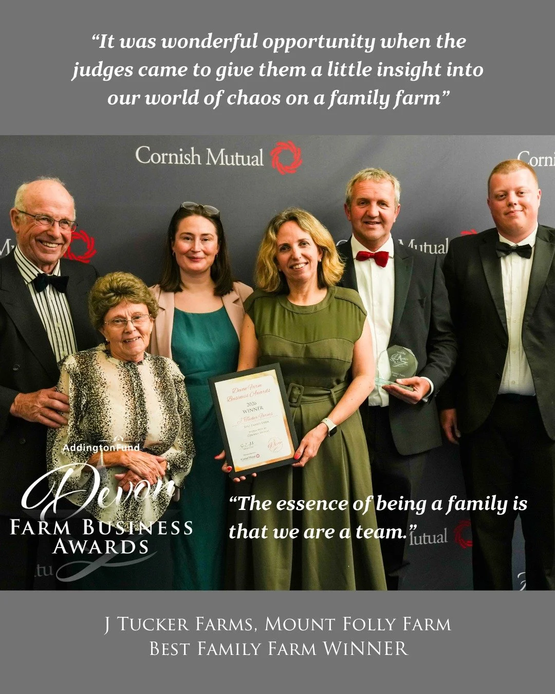 👏Congratulations to the Tucker Family, who won our Best Family Farm award at last week's Devon Farm Business Awards 🏆

"It was wonderful opportunity when the judges came to give them a little insight into our world of chaos on a family farm&rd