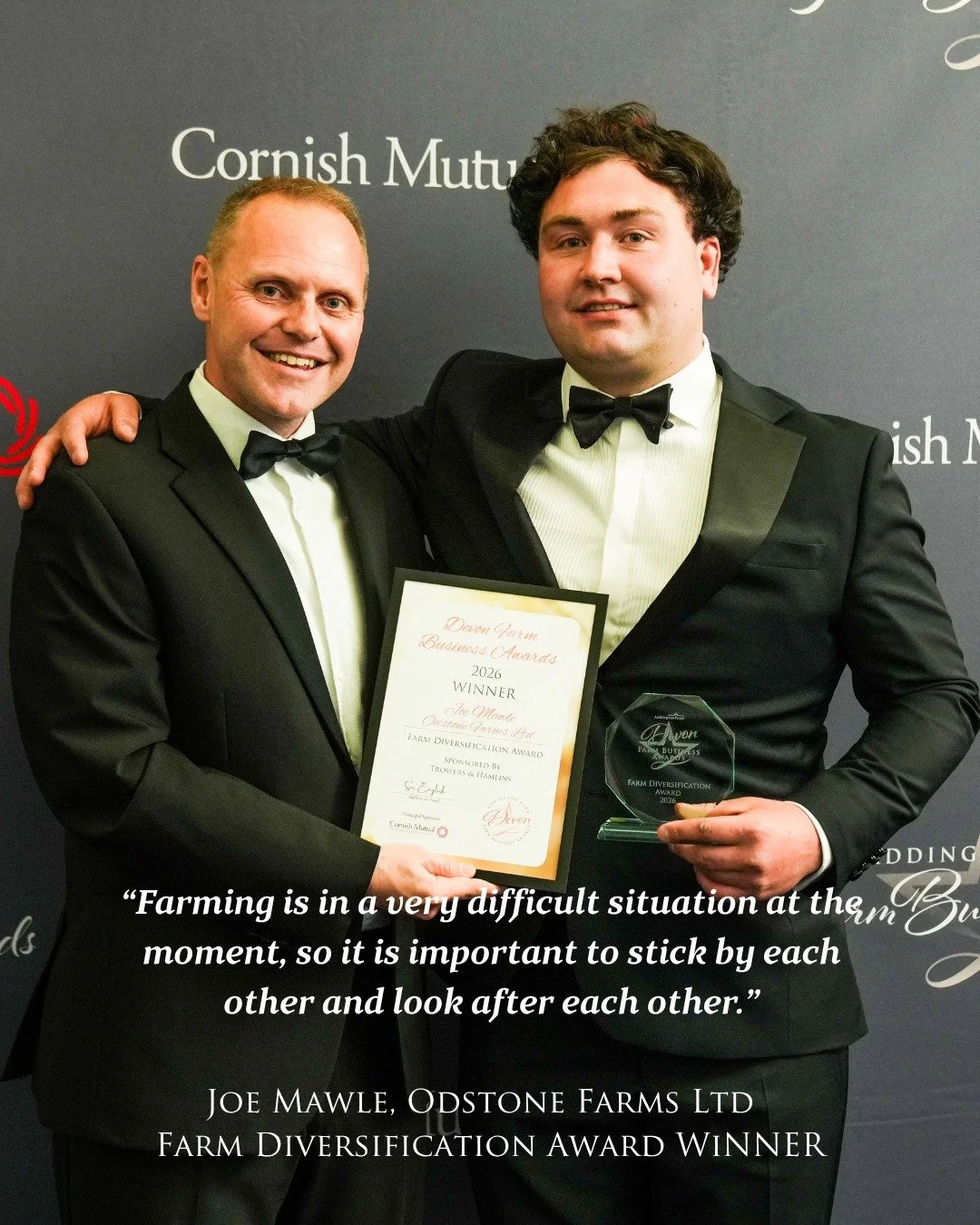 👏Congratulations to Joe Mawle who won our Farm Diversification Award at our Devon Farm Business Awards 🏆

"Farming is in a very difficult situation at the moment, so it is important to stick by each other and look after each other." Joe M