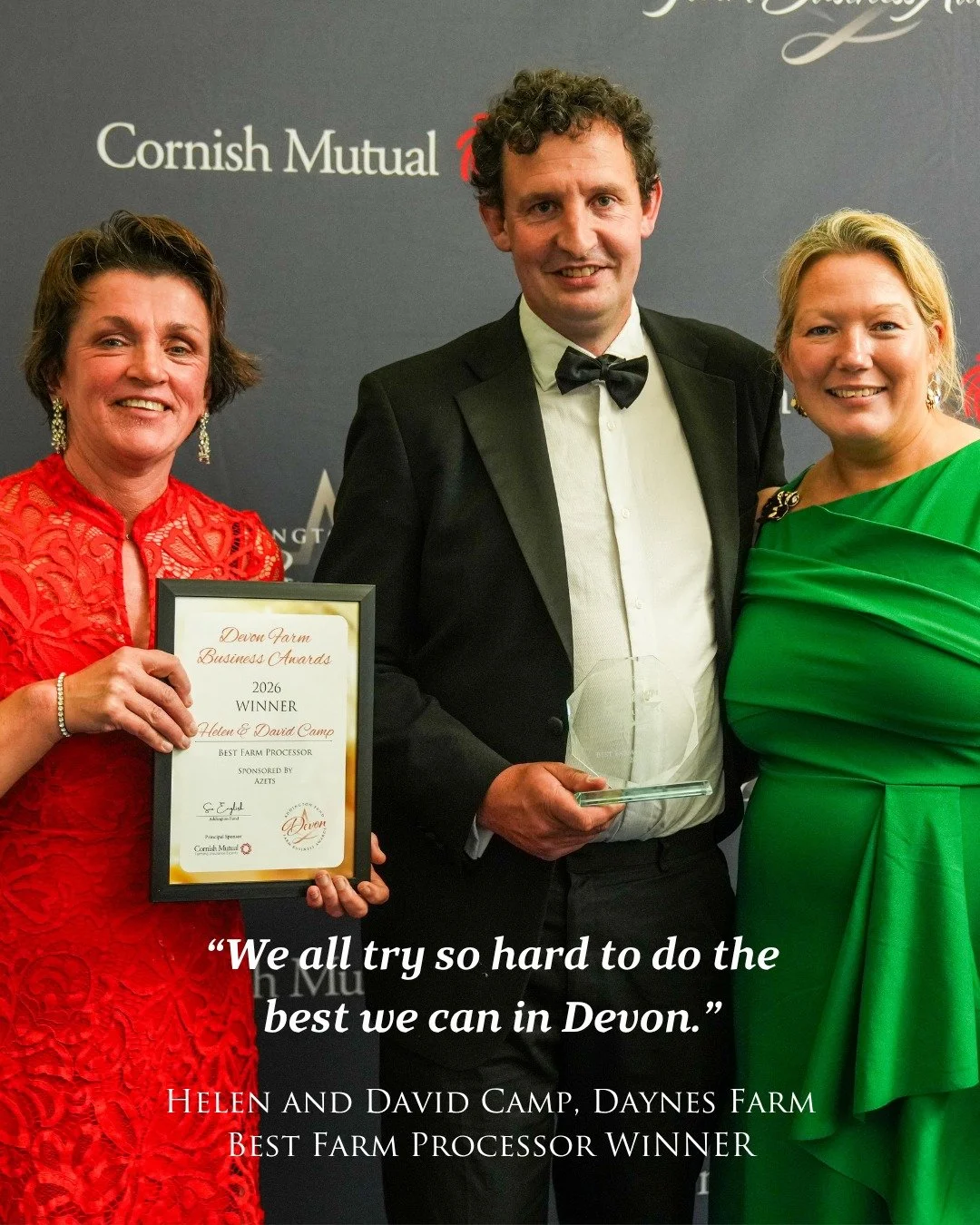 👏Congratulations to Helen and David Camp, who won Best Farm Processor at our Devon Farm Business Awards 🏆

&ldquo;We all try so hard to do the best we can in Devon.&rdquo; Helen and David Camp, @daynesfarm_ 

This category is proudly sponsored by @