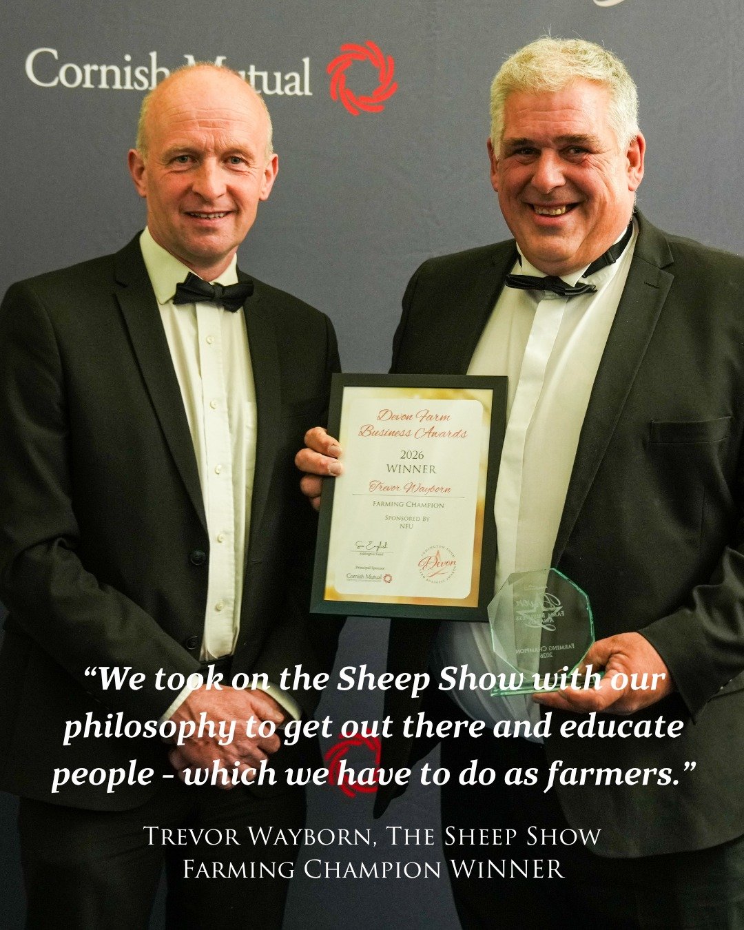 👏Congratulations to Trevor Wayborn, who won our Farming Champion award at our Devon Farm Business Awards 🏆

&ldquo;We took on the Sheep Show with our philosophy to get out there and educate people - which we have to do as farmers.&rdquo; Trevor Way