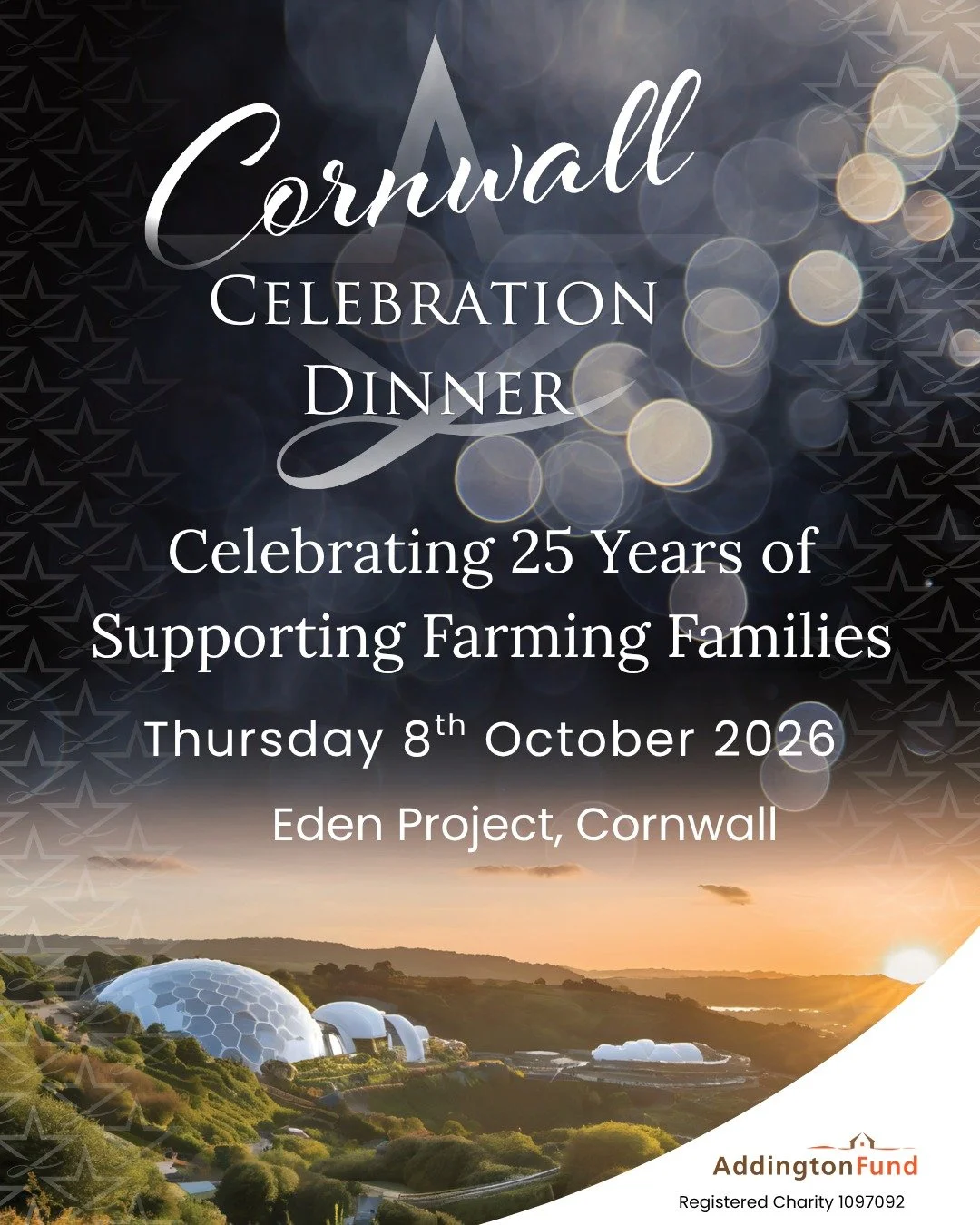 📅Save the Date for our Cornwall Celebration Dinner🎆✅

Celebrating 25 Years of Supporting Farming Families

📅Thursday 8th October 2026
📌Eden Project, Cornwall

Tickets available 👉bit.ly/3SshcSO