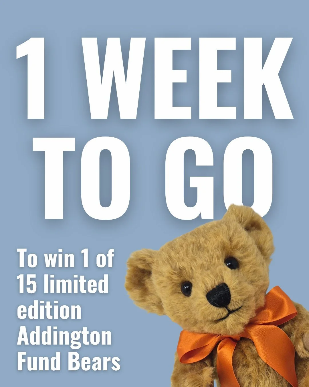 ⏰ 1 week to go, for your chance to win one of our #addingtonfundbears 🐻

🎟️ Click here to enter our July/ August prize draw 👉tinyurl.com/578bz5r8

The draw will close at 11:59pm on 31 August 2026 BST. For full terms and conditions visit our websit