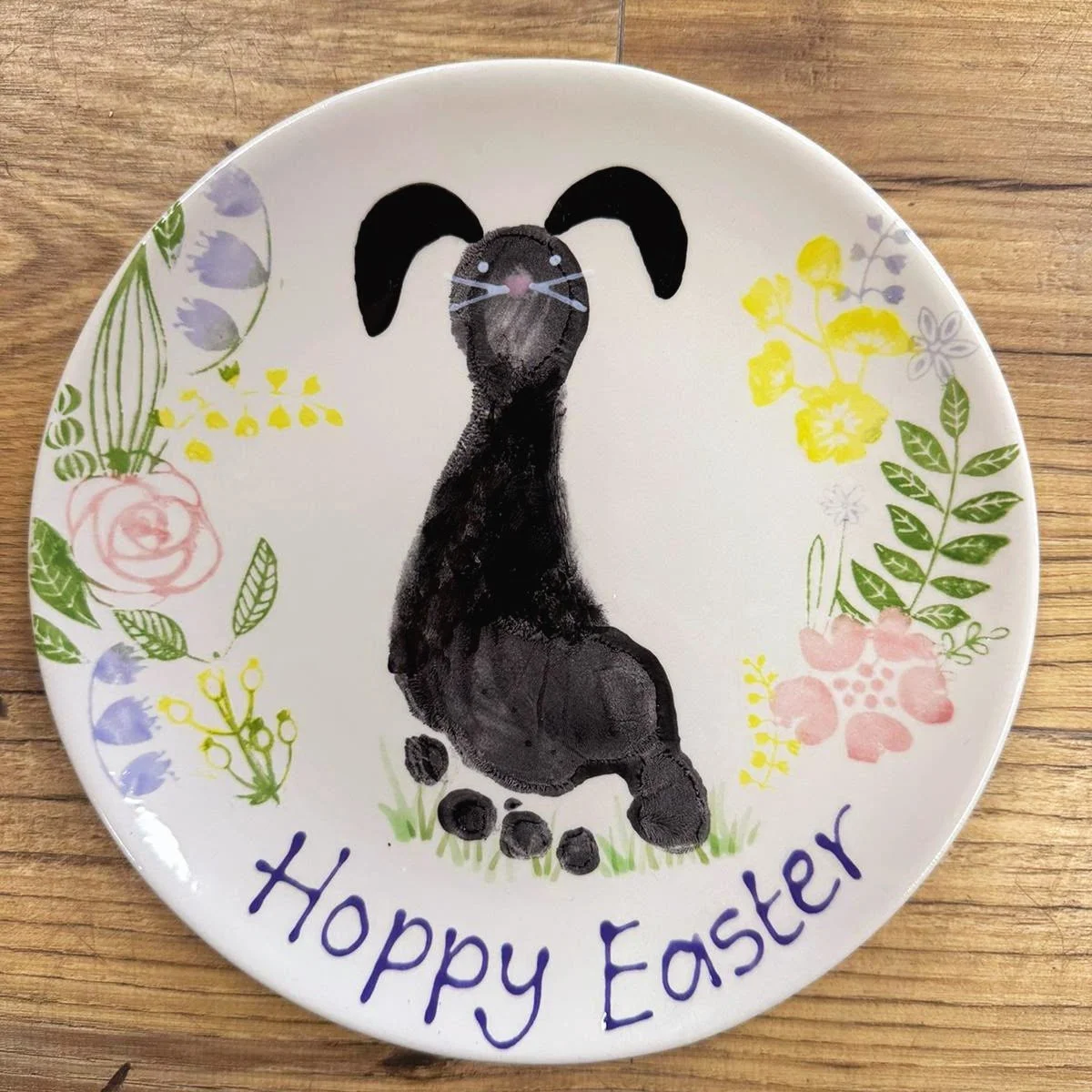 Easter Plate - Foot Print Bunnies