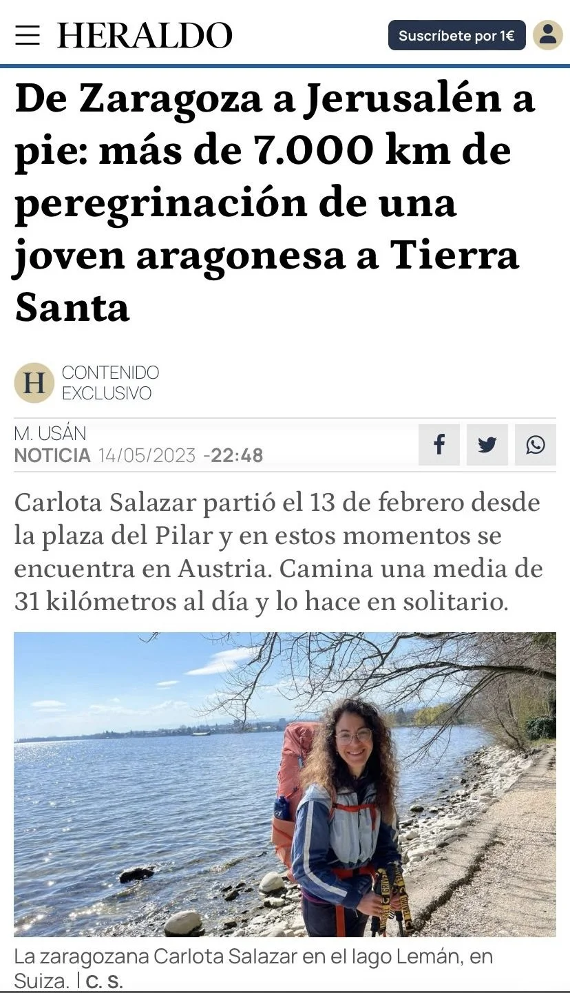 De Zaragoza a Jerusalen a pie-Heraldo de Aragon