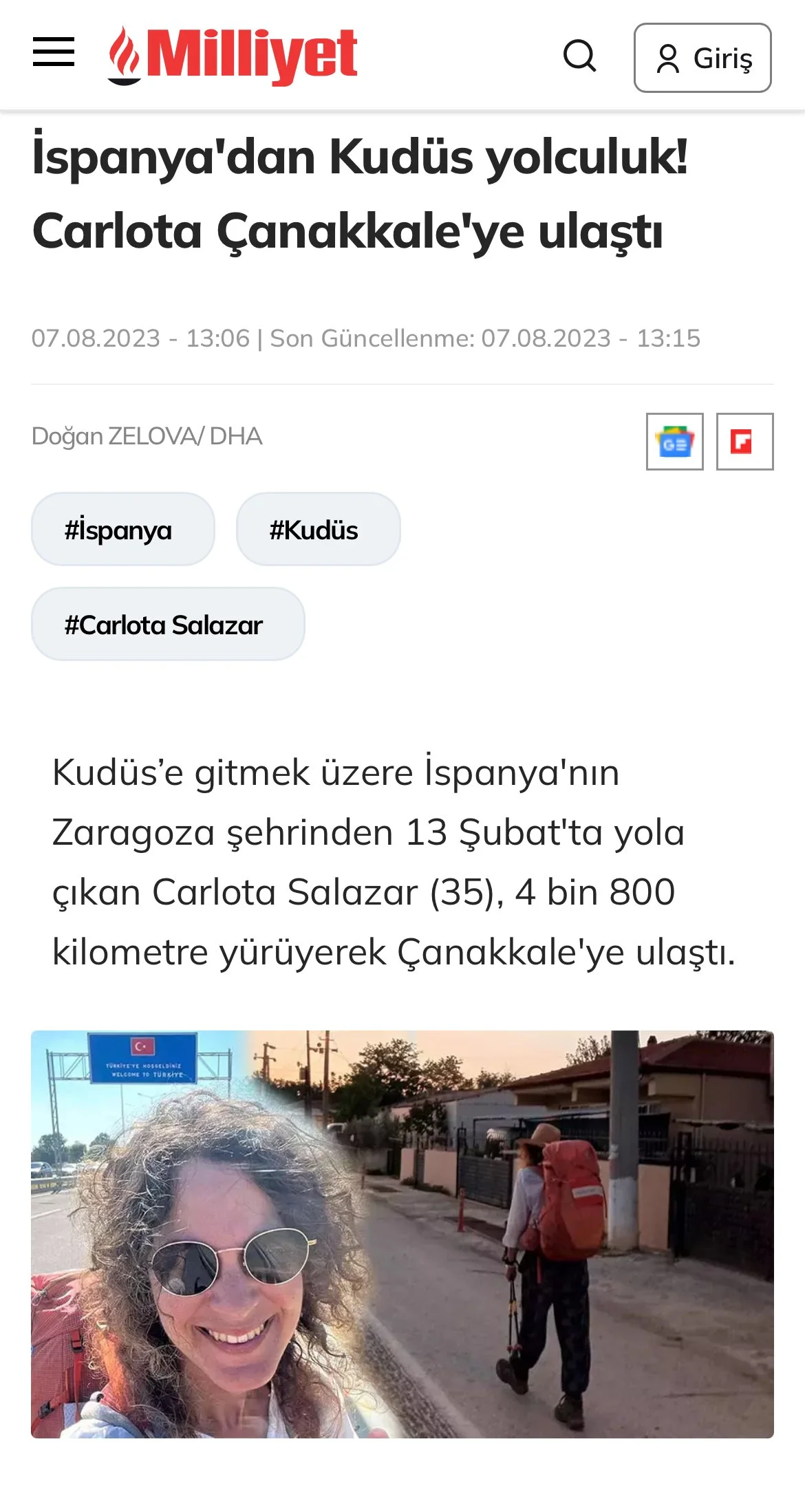 Ispanya'dan Kudüs yolculuk! Carlota Çanakkale'ye ulaştı-Milliyet-Carlota Salazar
