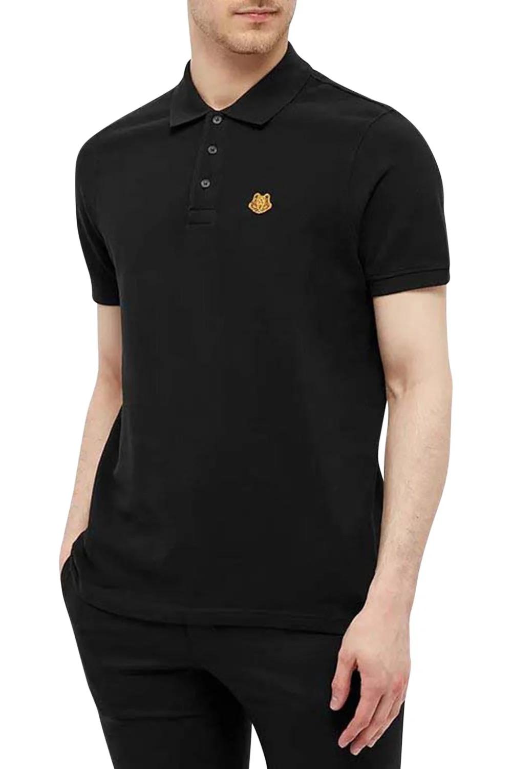 Men's Black Kenzo Tiger Crest Polo-2-Large.jpg