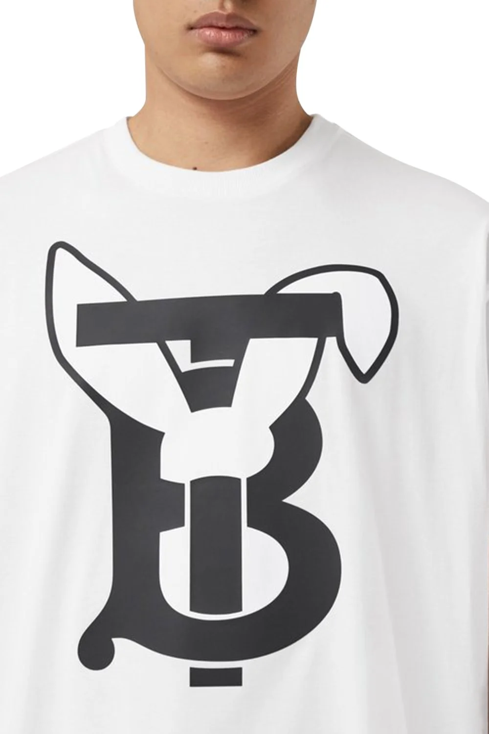 Burberry Men's Rabbit Short Sleeve White T-Shirt: Playful Style