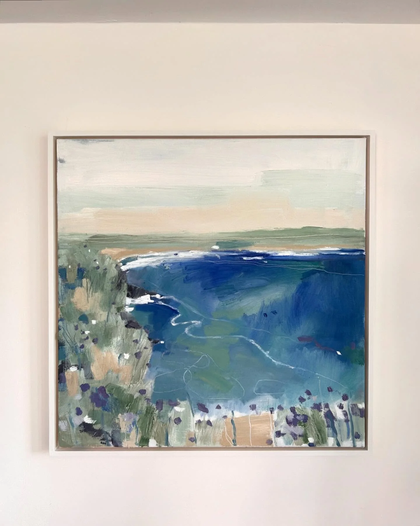 New work available! 
&lsquo;Two coves on a bright day&rsquo;
64.5 x 64.5cm framed
Oil on canvas

DM if interested ✨

#oilpainting #artforsale #contemporaryart #cornishartist #landscapepainting #contemporarypainting #artist #studio