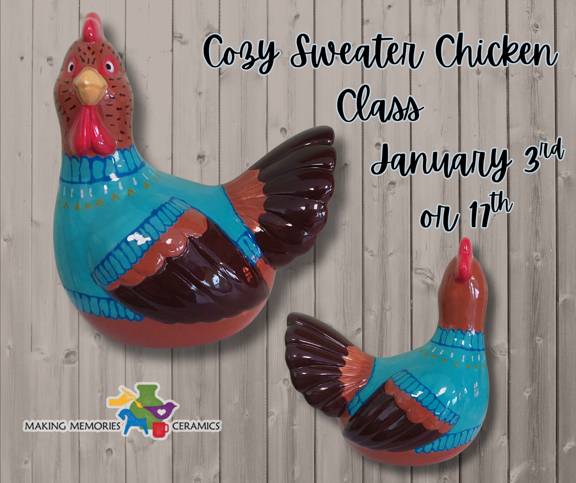 Cozy Sweater Chicken painting class