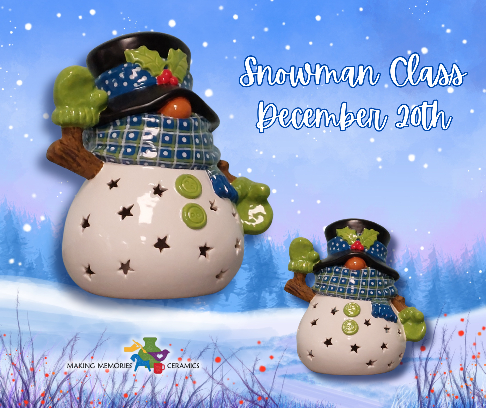 December Snowman Painting Class