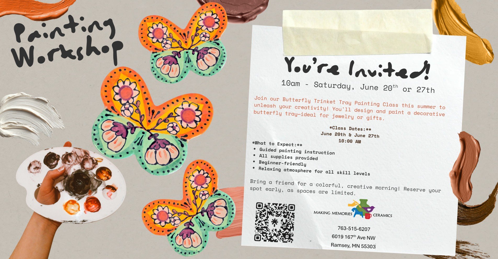 Butterfly Trinket Tray Painting Class
