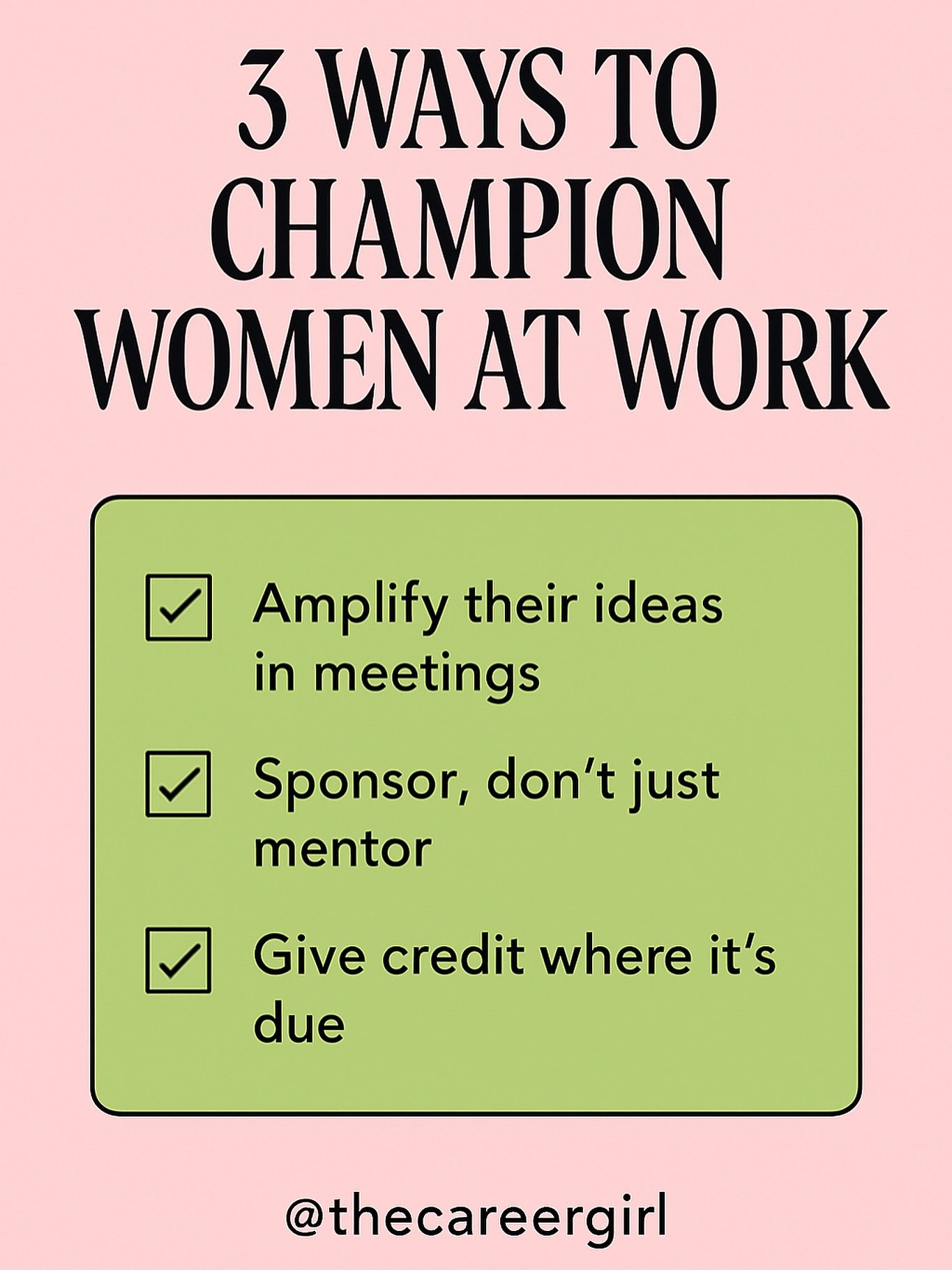 🌸 Champion women, every day.

Being an ally in the workplace means more than just encouragement&mdash;it&rsquo;s action:
✔ Amplify their ideas in meetings
✔ Sponsor, don&rsquo;t just mentor
✔ Give credit where it&rsquo;s due

Real empowerment happen