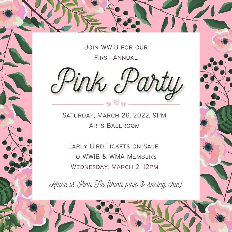 Wharton Women in Business&nbsp;is proud to announce our inaugural&nbsp;PINK PARTY! 🌸💕🎀Join us for a Spring Soiree as we sip rose all day and dance the night away.

We will be releasing a very limited number of early bird tickets for Wharton Women 