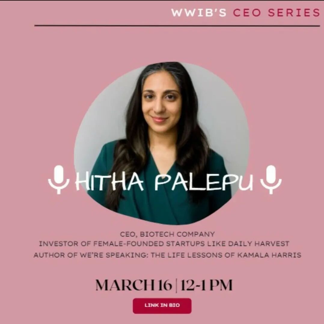 💫 WWIB presents CEO Series this Wed, 3/16, 12-1pm💫

Hitha Palepu is an entrepreneur, investor, writer, and speaker. Come join as we chat with Hitha on all things leadership, women, and creating work-life alignment.

Register Now | Link in bio