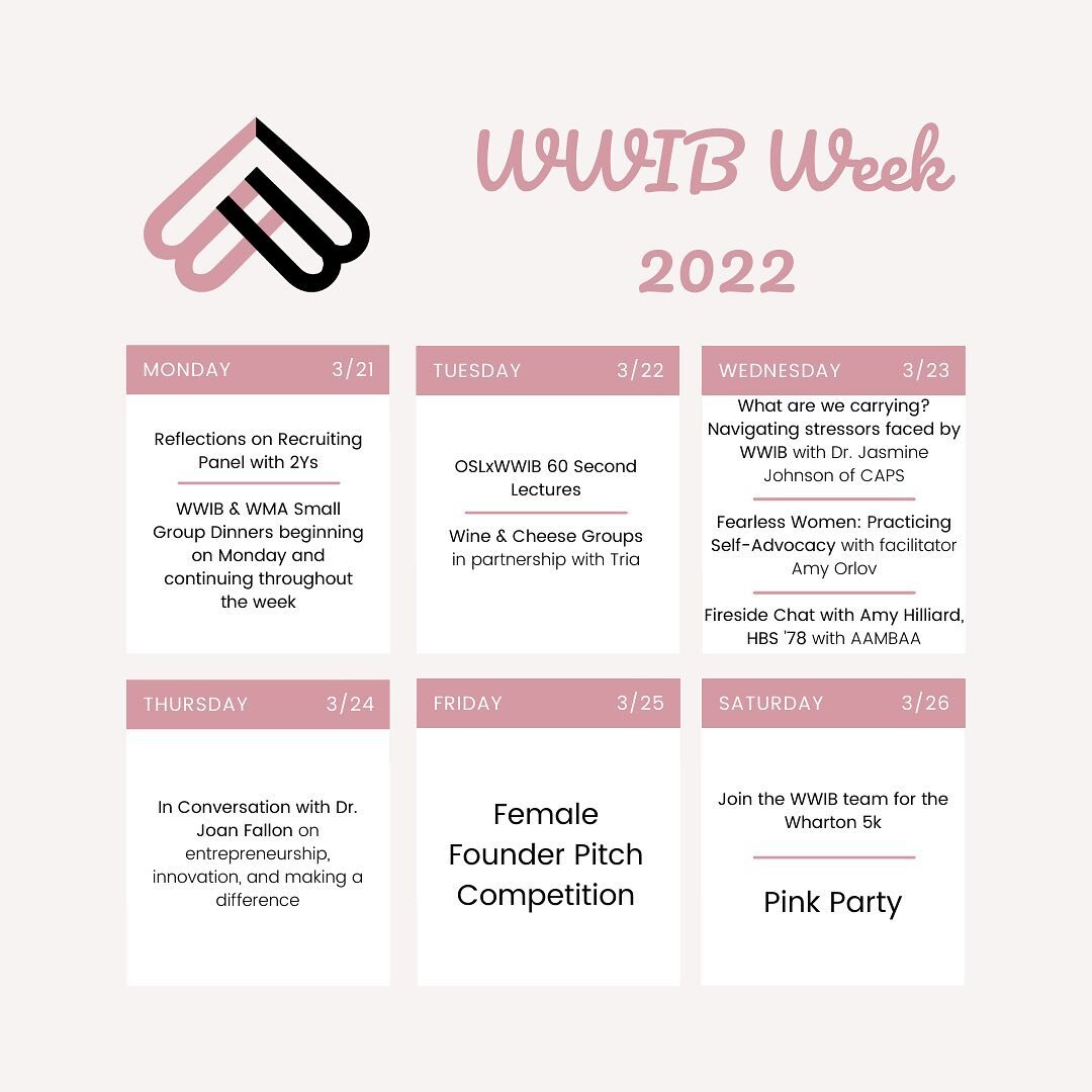 💫💫 It's (almost) WWIB Week 💫💫

Join us for a series of fantastic events during our annual WWIB Week happening next week!

Check out and register for the events on WWIB Week website (link in bio).