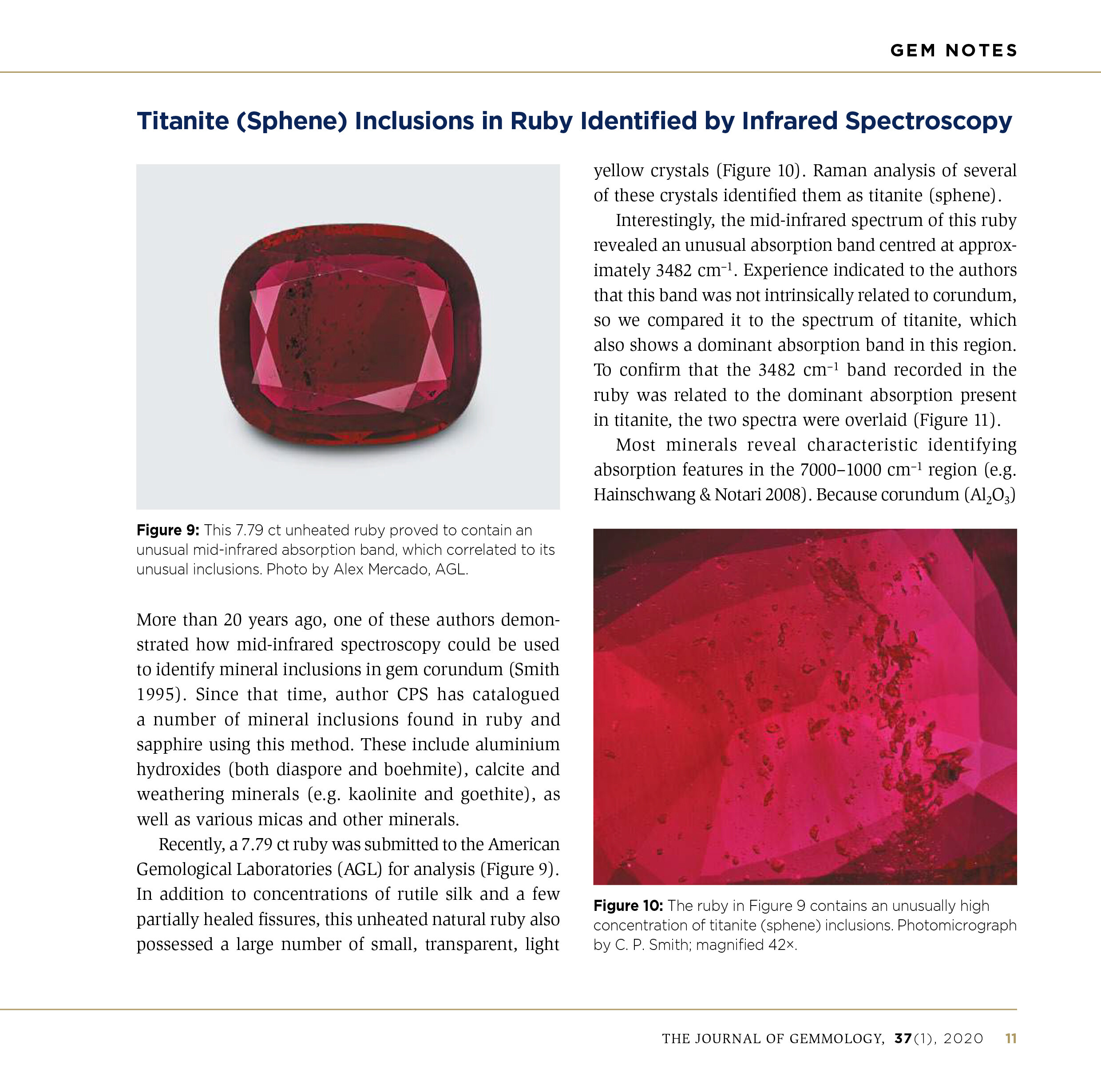 Titanite (Sphene) Inclusions in Ruby Identified by Infrared ...