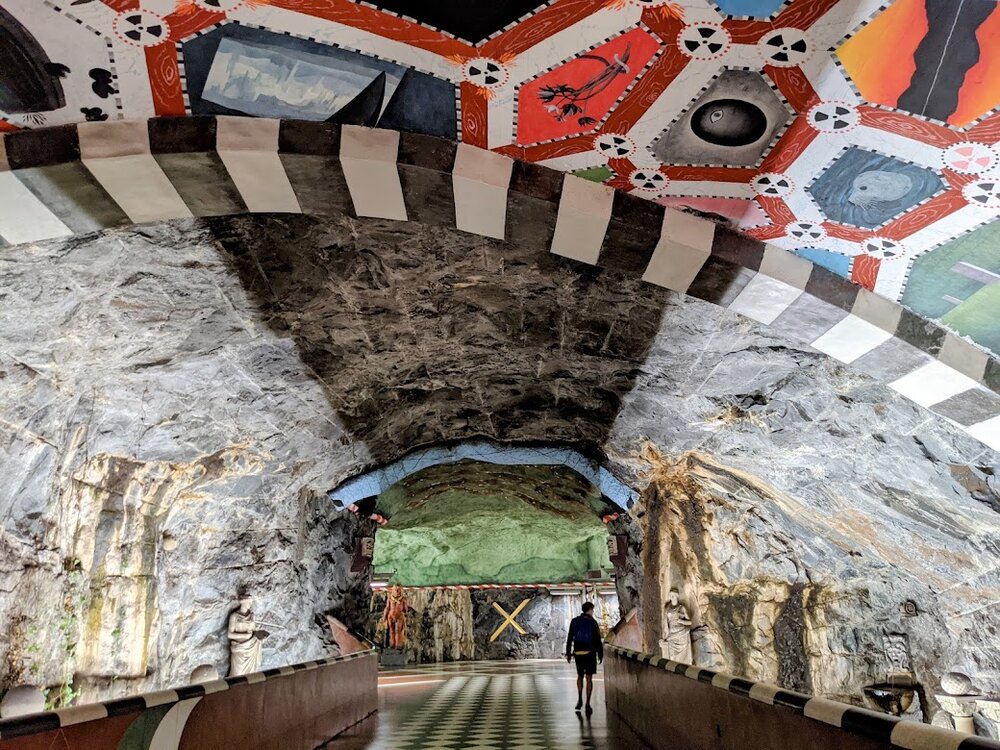 A Stockholm metro station - a work of art - an easy option to get around when we got tired of walking (we logged 10 miles of walking the first day).