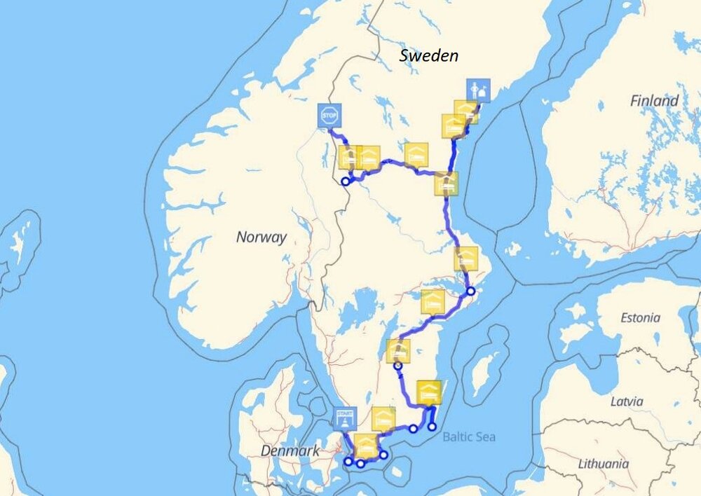 Our route through Sweden